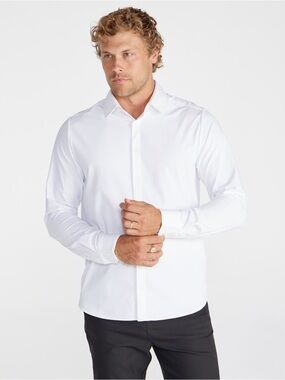 BYLT Executive Stretch 2.0 White Long Sleeve Button Down Shirt Mens Sz. L
